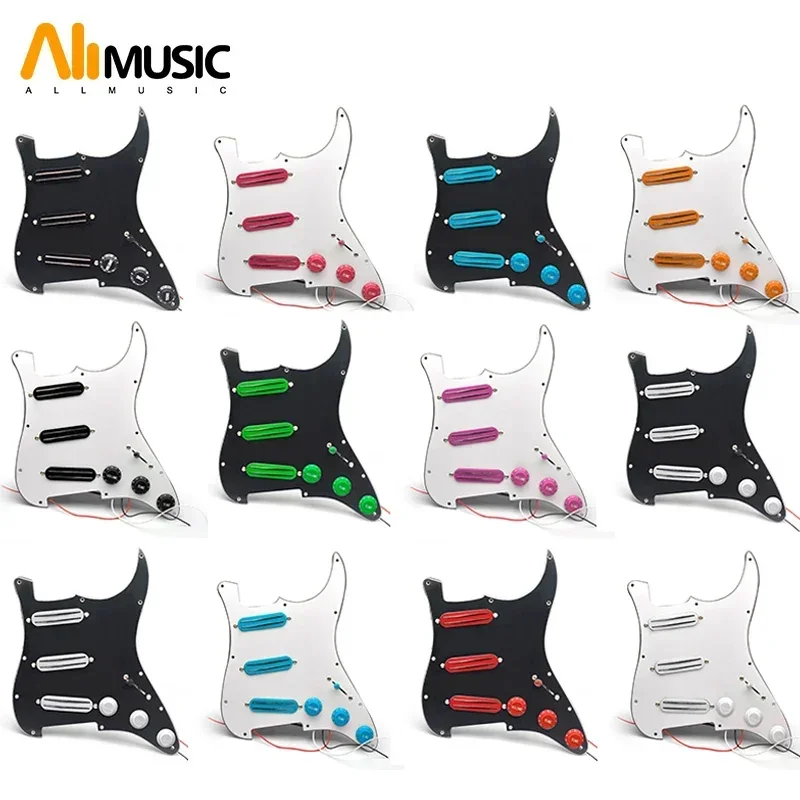 Multi Colour SSS Prewired Guitar Pickguard Mini Humbucker Electric Guitar 9K/9K/9K Loaded Prewired for ST Style Guitar