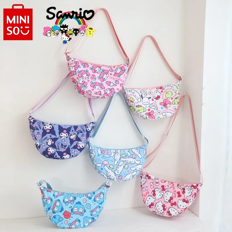 MINISO новая женская сумка, модная высококачественная ткань Оксфорд, женская сумка через плечо, универсальная маленькая сумка для мобильного хранения с героями мультфильмов