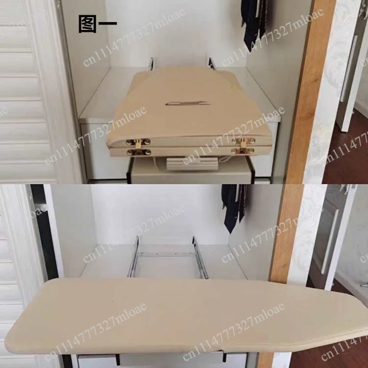 Cloakroom Household folding wardrobe Cabinet ironing board Hidden ironing board Electric iron rack Push-pull damping ironing