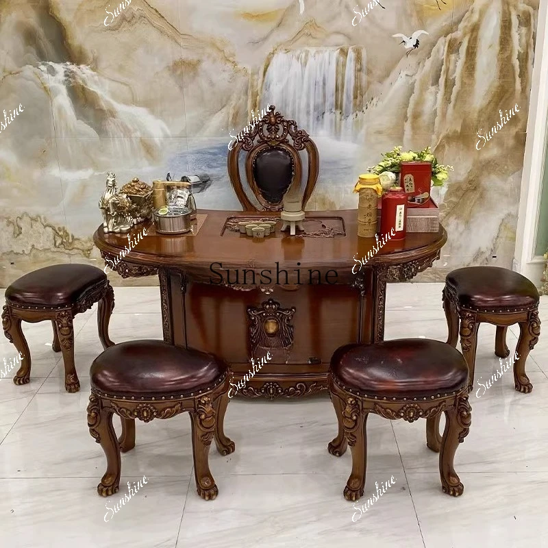 

FT European solid wood classical tea table and chair combination 1.6 meters household tea