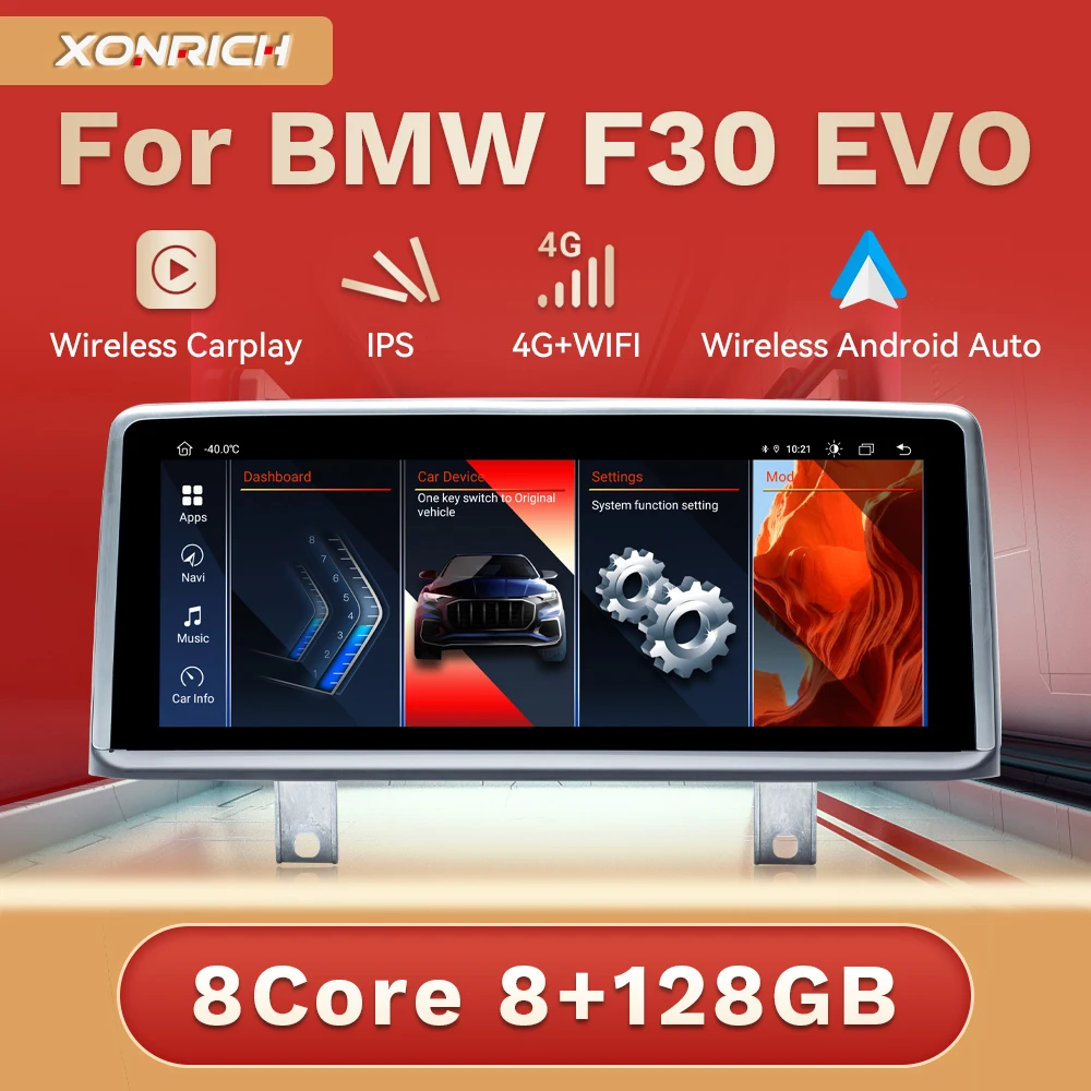 

Автомагнитола Android 14 с беспроводным CarPlay и Android Auto для BMW 3/4 серии F30 F31 F34 F32 F33 F36 2017-2021 EVO 4G WIFI GPS