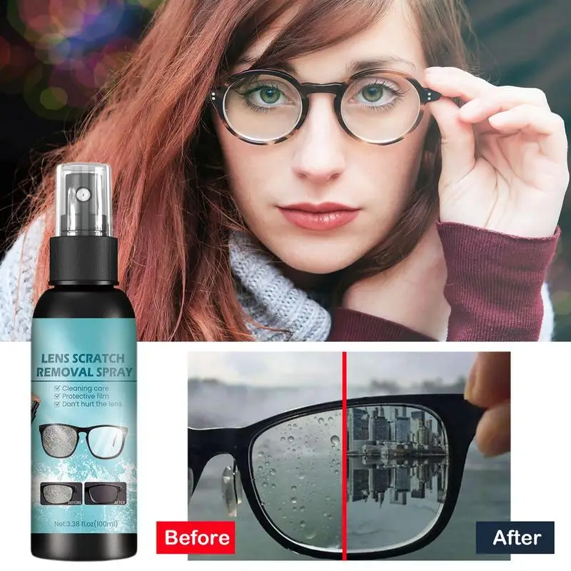 Lens Scratch Repair Liquid, Limpador de lentes de óculos, Spray de limpeza de impressão digital