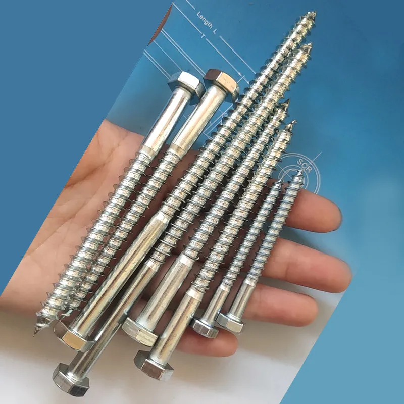 Hex Head Wood Screws Self Tapping Screws M5 M6 M8 M10 M12 for Timber Wood Construction and Fastening