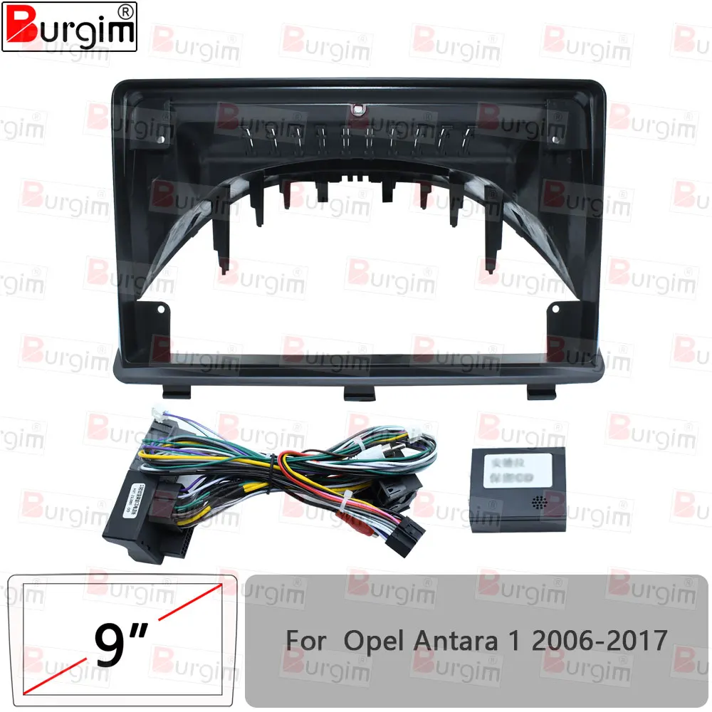 Car Radio Fascias Frame For Opel Antara 1 2006-2017 9 inch 2DIN Stereo Panel Wiring Harness Power Cord Connector Canbus Decoder