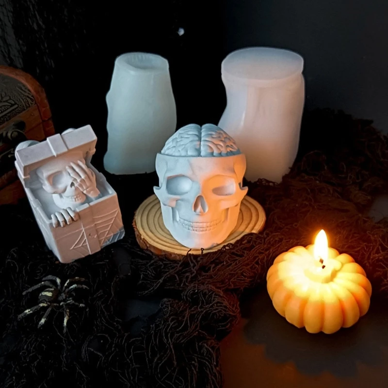 57QA Flexible Silikonform für die Herstellung detaillierter 3D -Halloween -Kerzenhandwerksvorräte