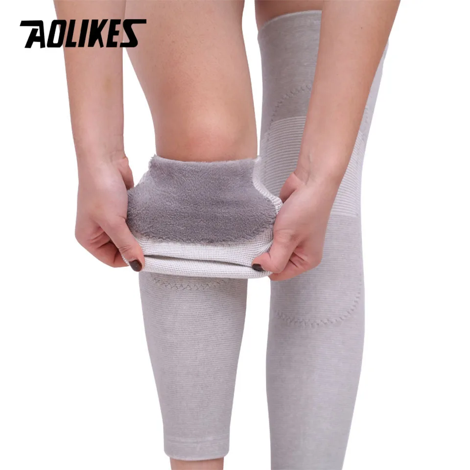 AOLIKES 1Pair Long Kneepad Calf Leg Knee Pad Warm Support High Elasticity Relieve Arthritis Sports Outdoor Knee Guard Protect