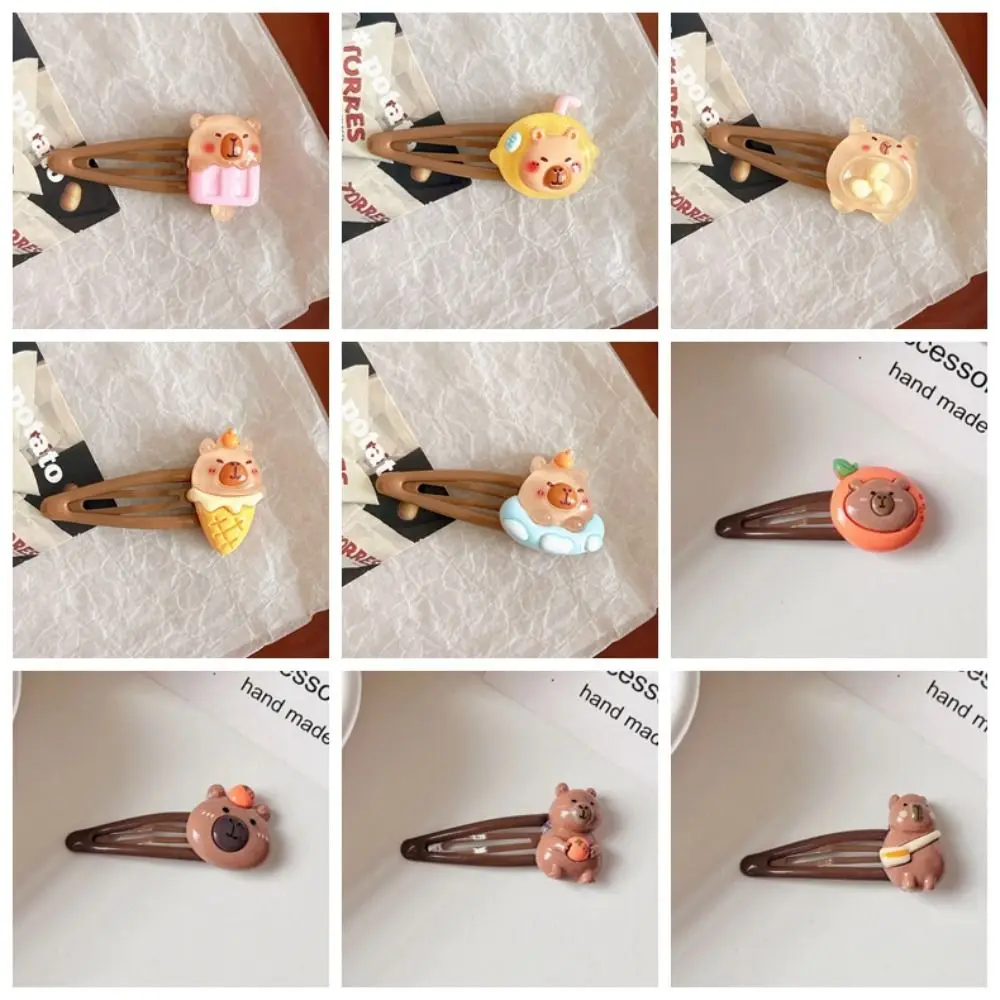 Cartoon Capybara Hair Clip Cute Korean Style Resin Animal Barrettes Hair Accessorie Hairpins Capybara Bang Clip Children