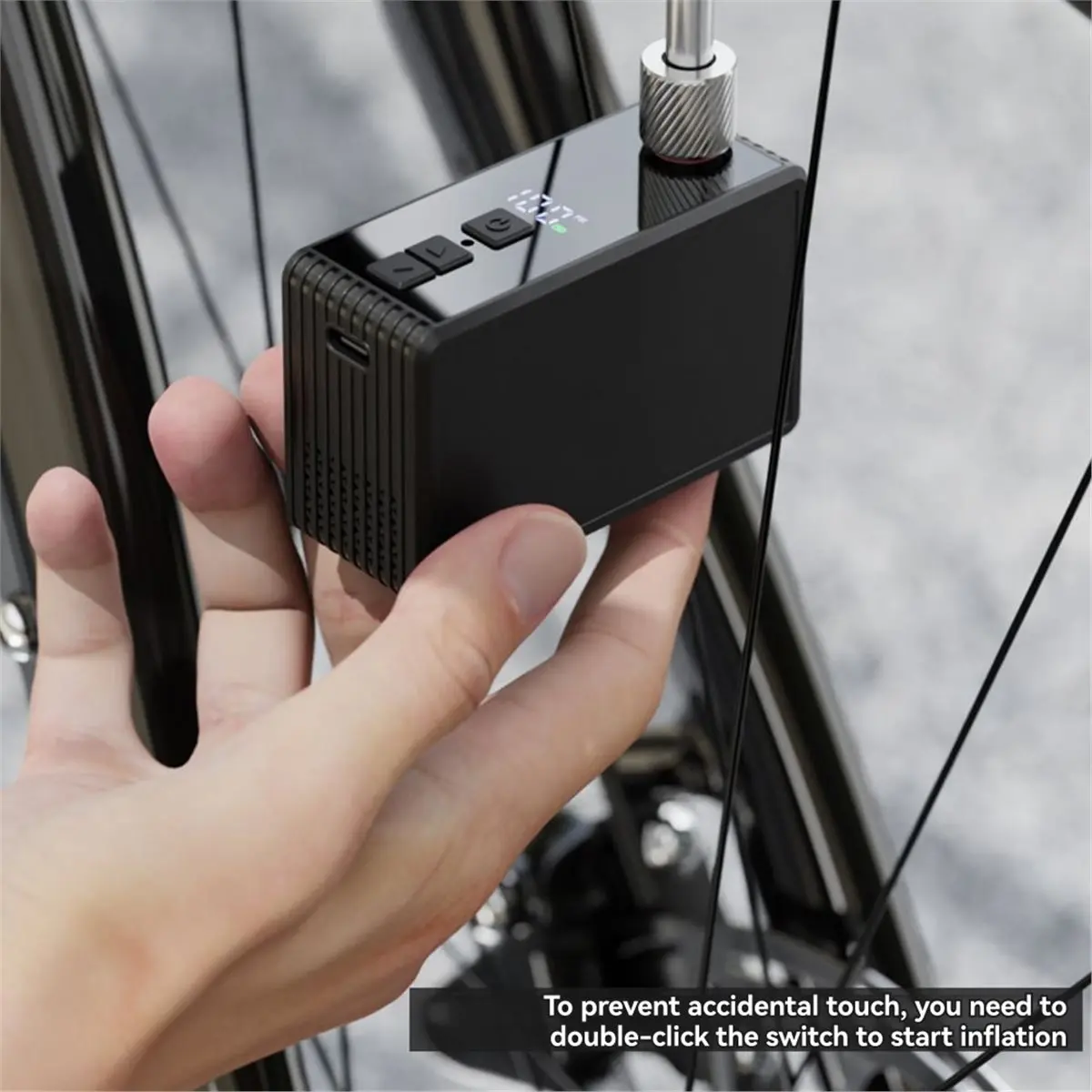 ミニ電動自動エアポンプポータブルデジタルインフレーター - ロードバイクシュレーダープレスタタイヤ 130PSI 800mAh