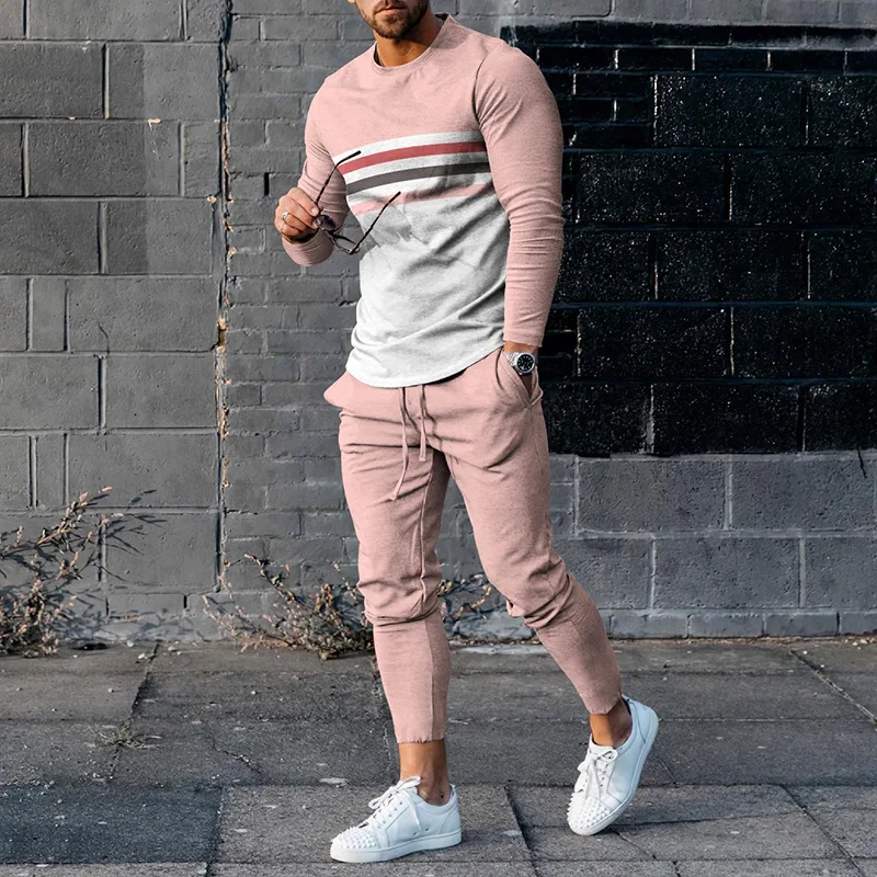 

Summer Men's 2 Piece Set Tracksuits 3d Print Long Sleeve Tshirt Set Streetwear Casual Sportstreet Male Oversized Men Tshirt Suit