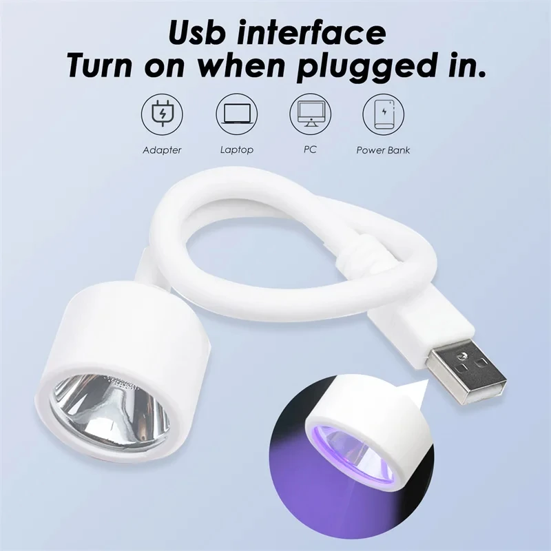 Mini lámpara de curado de uñas LED UV, luz flexible USB para extensiones de pestañas de secado rápido, pegamento, esmalte de uñas, herramienta de manicura de Gel