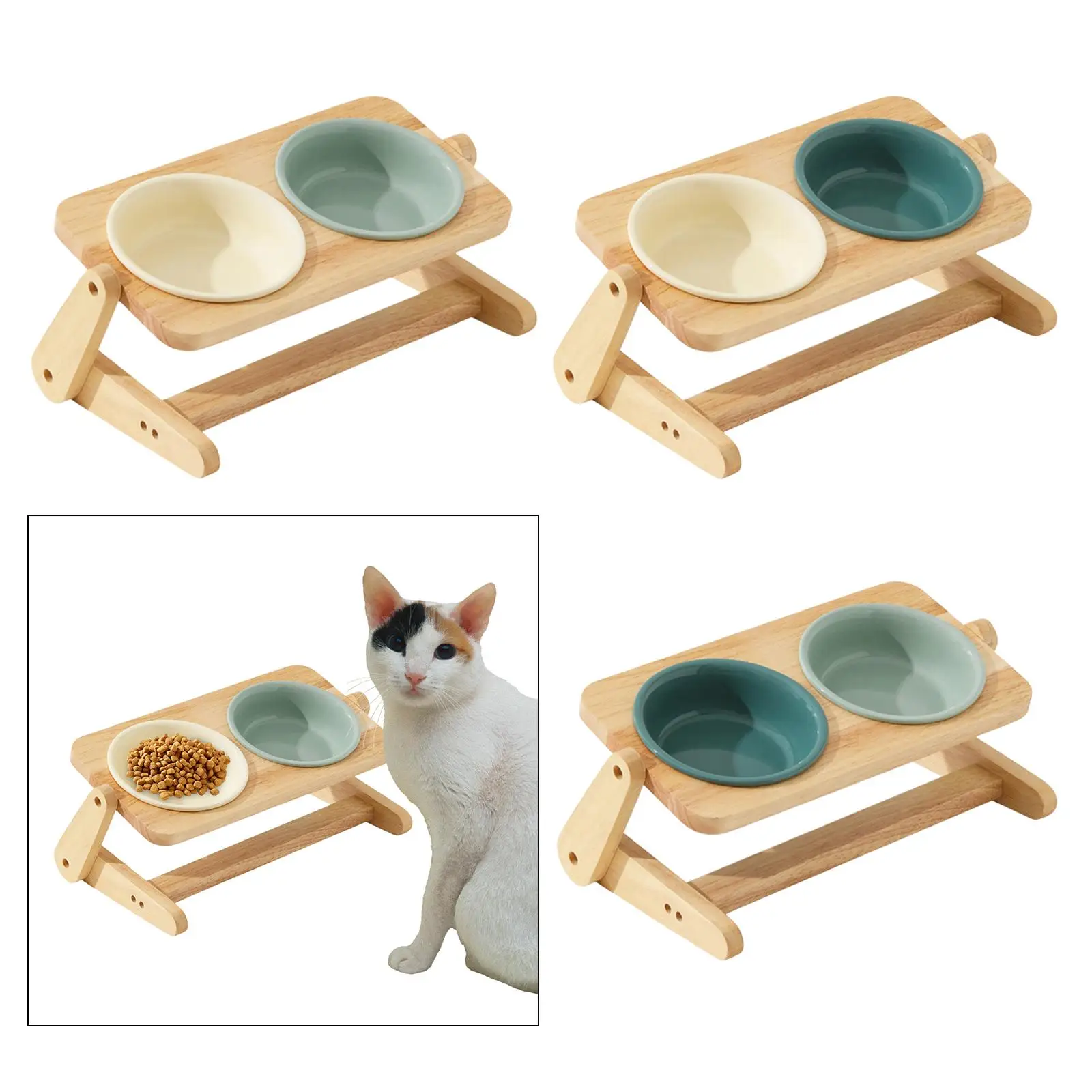 Elevated Dog Bowls Elevated Pet Bowl Durable Feeder Portable 2 Ceramic Bowls