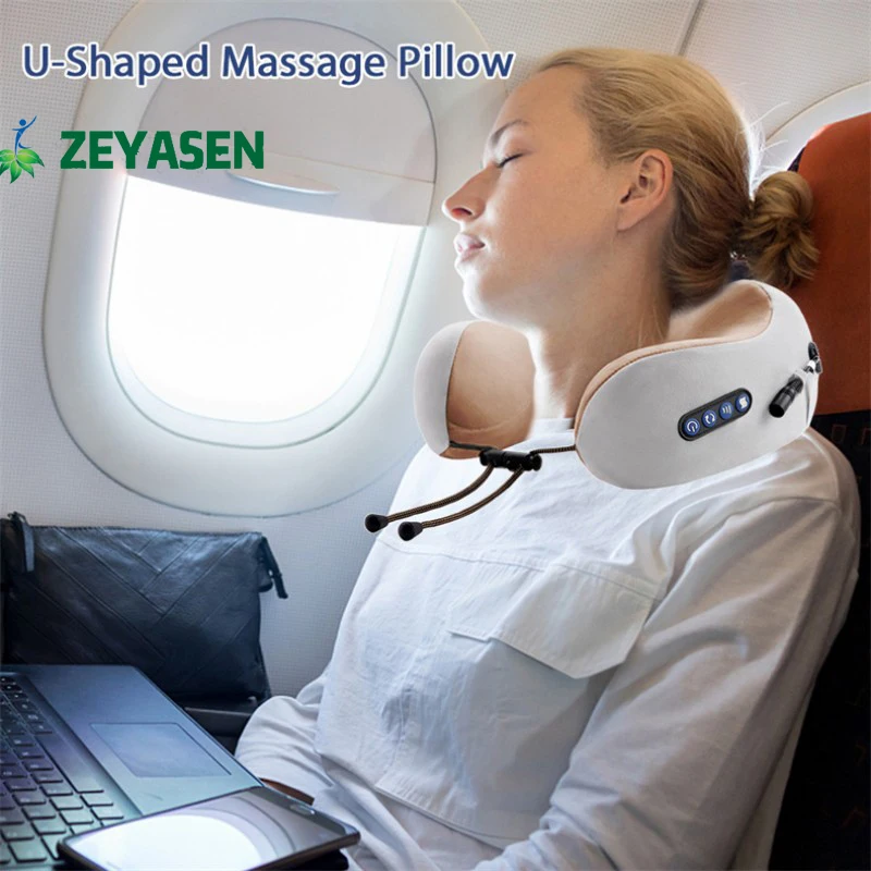 

Zeyasen U Shaped Neck Massage Pillow Heating Vibration Kneading Electric Cervical Shoulder Massage Protection Relaxing Massager