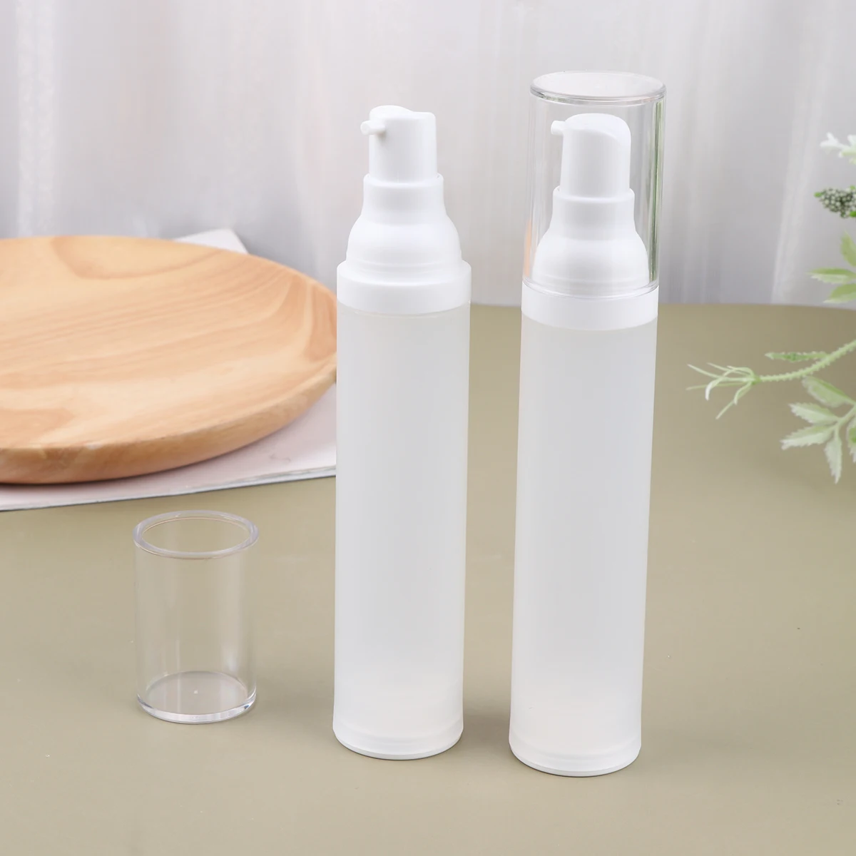 

3Pcs Essence Bottles 50ml Frosted Vacuum Pump Leakproof Lotion Containers Travel Storage Emulsion Bottle