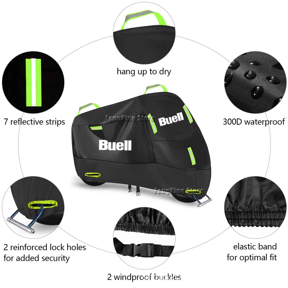 For Buell 1125R 1125CR XB 12R 12Ss 12Scg Ulysses Motorcycle Cover Waterproof Outdoor Scooter UV Protector Rain Cover