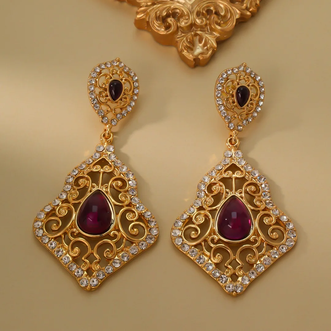 

New water drop full diamond niche design fashion earrings