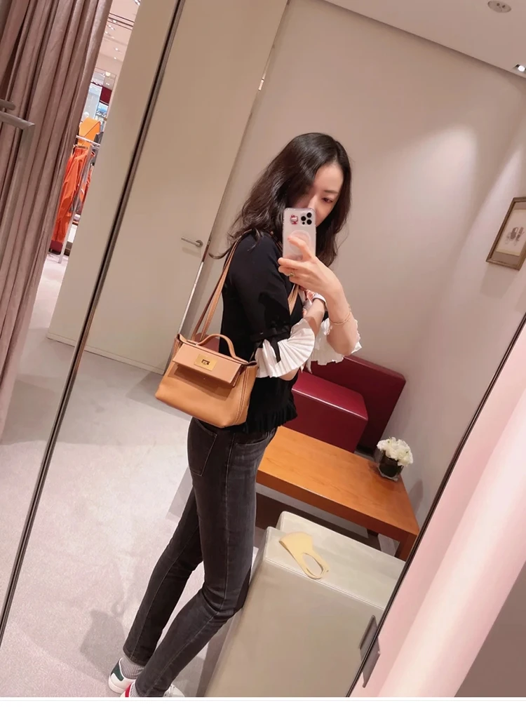 Luxury Women\'s Small Handbag 2022 New French Fashion High Quality Cowhide Purse Bag Classic Black Genuine Leather Shoulder Bag