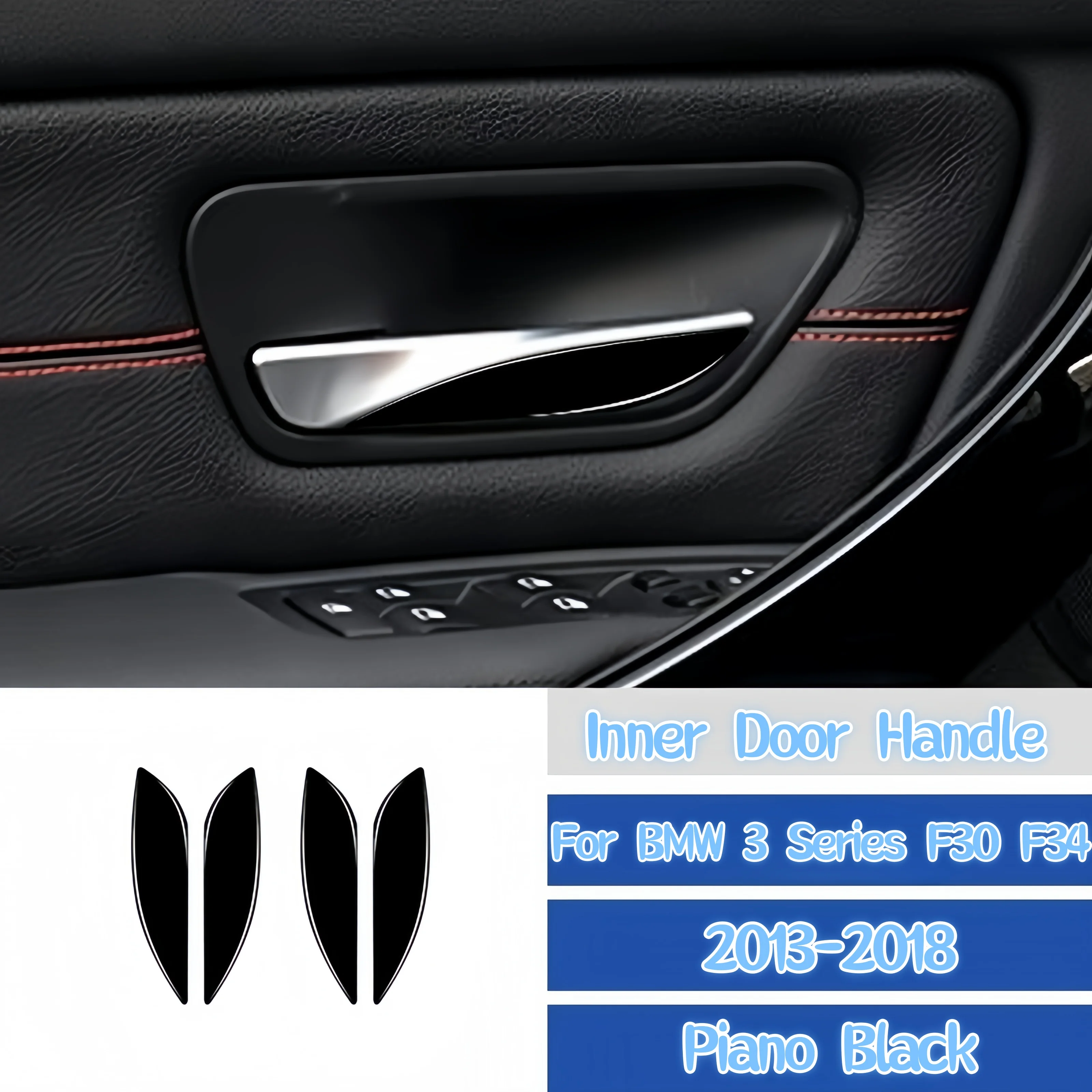 

For BMW 3 Series F30 F34 2013-2018 Car Interior Accessories Piano Black Auto Inner Door Handle Trim Cover Decoration Stickers