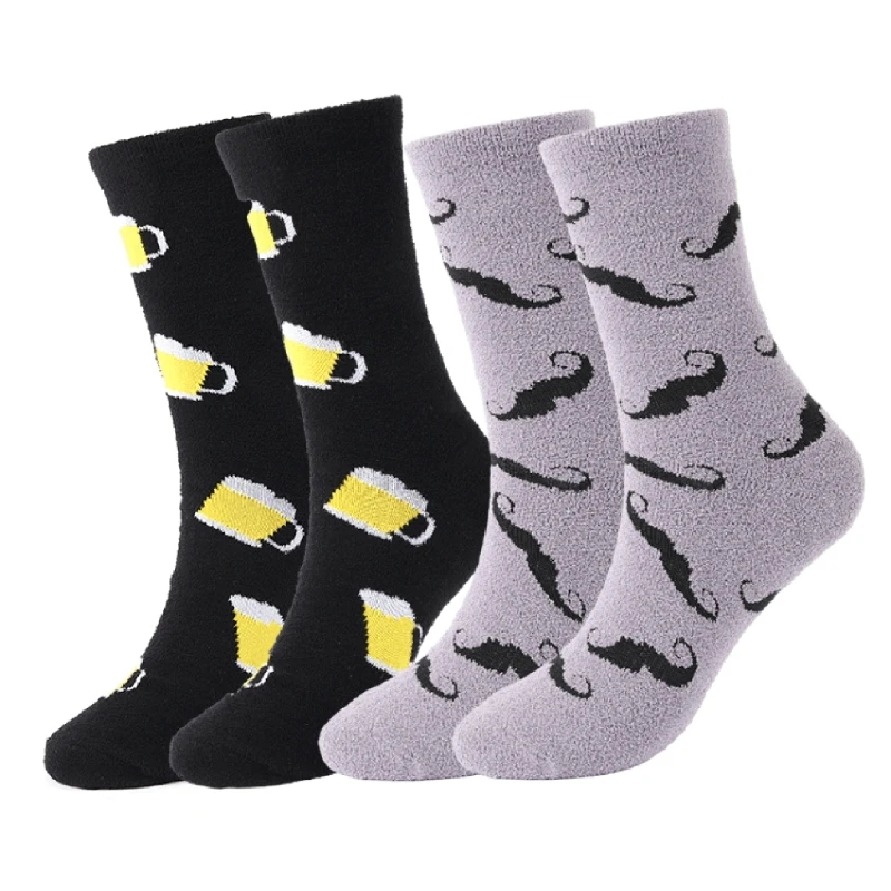 Beard/Beer Socks Novelty Funny Ankle Socks Cartoon Calf Socks Winter Booties Socks for Women Men Gifts