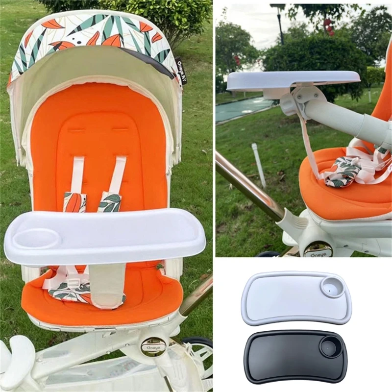 2 in 1 Stroller Cup Holder Snack Catcher Universal Baby Stroller Dinner Table Tray Plate Drink Holder for Infant Toddler A2UB