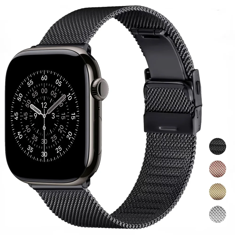 Cinturino in metallo milanese per cinturino Apple Watch 46mm 42mm 44mm 40mm 45mm 41mm 49mm Bracciale iWatch Series 11 10 Ultra 9 8 7 6 5 4 SE 3