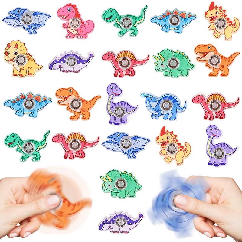 12/24 Uds. Spinners de dedo de dinosaurio, juguetes para niños, recuerdos de fiesta de cumpleaños de jungla, relleno de piñata, Spinner giratorio para aliviar el estrés