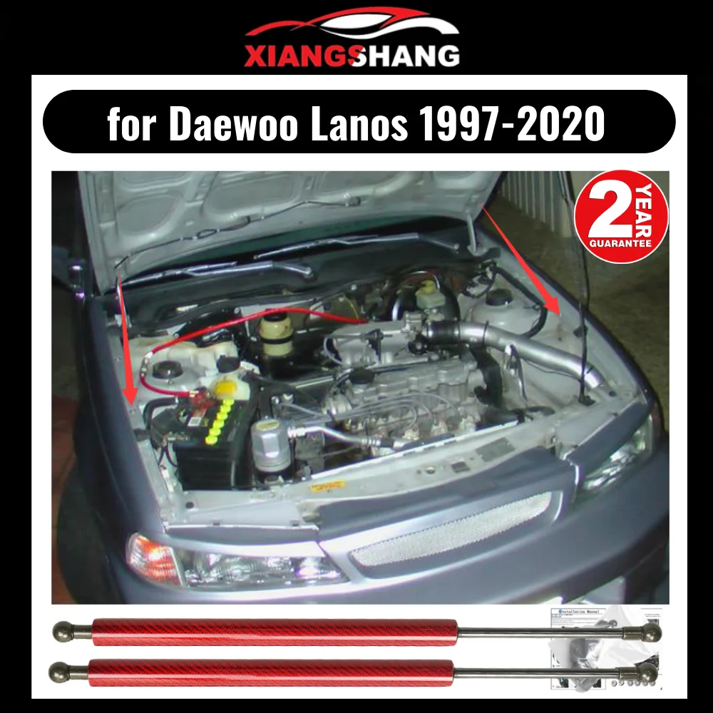 

for Daewoo Lanos 1997-2020 Front Bonnet Hood Modify Gas Struts Carbon Fiber Spring Damper Lift Support Absorber