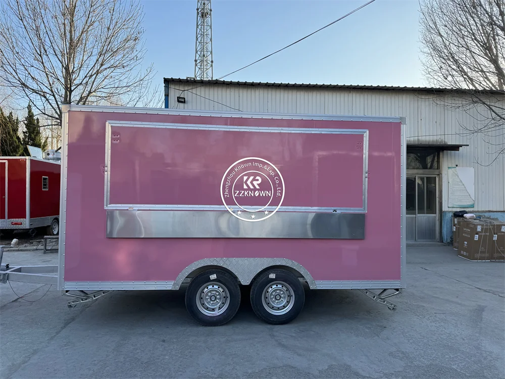 Fast Food Truck Mobile Kitchen Trailer Bubble Tea Kiosk Catering Trailer Fully Equipped Hot Dog Ice Cream Cart Food Trailer