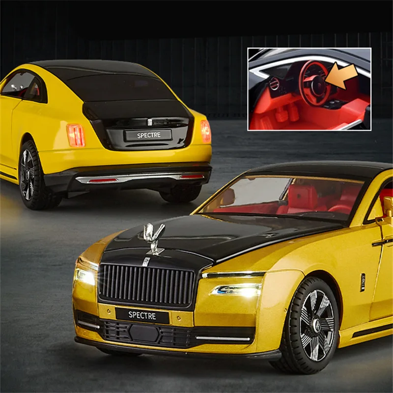 Rolls Royces Spectre-modelo de coche Luxy de aleación de Metal fundido a presión, vehículos de coche de nueva energía, modelo de sonido y luz,