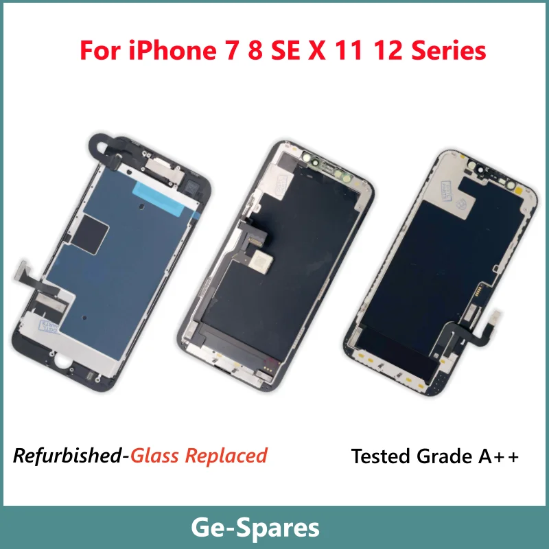 iphone-7-8-plus-se-2020-2022-x-xs-xr-11-12-pro-max用ガラス交換スクリーン、ディスプレイアセンブリ交換、テスト済みグレードaaa