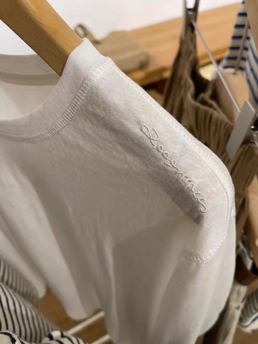 

Long Sleeved T Shirts Quality Womens Autumn Lantern Sleeve Ribbed Edge Stripe Minimal Student Unique Modern French Subtle Chic