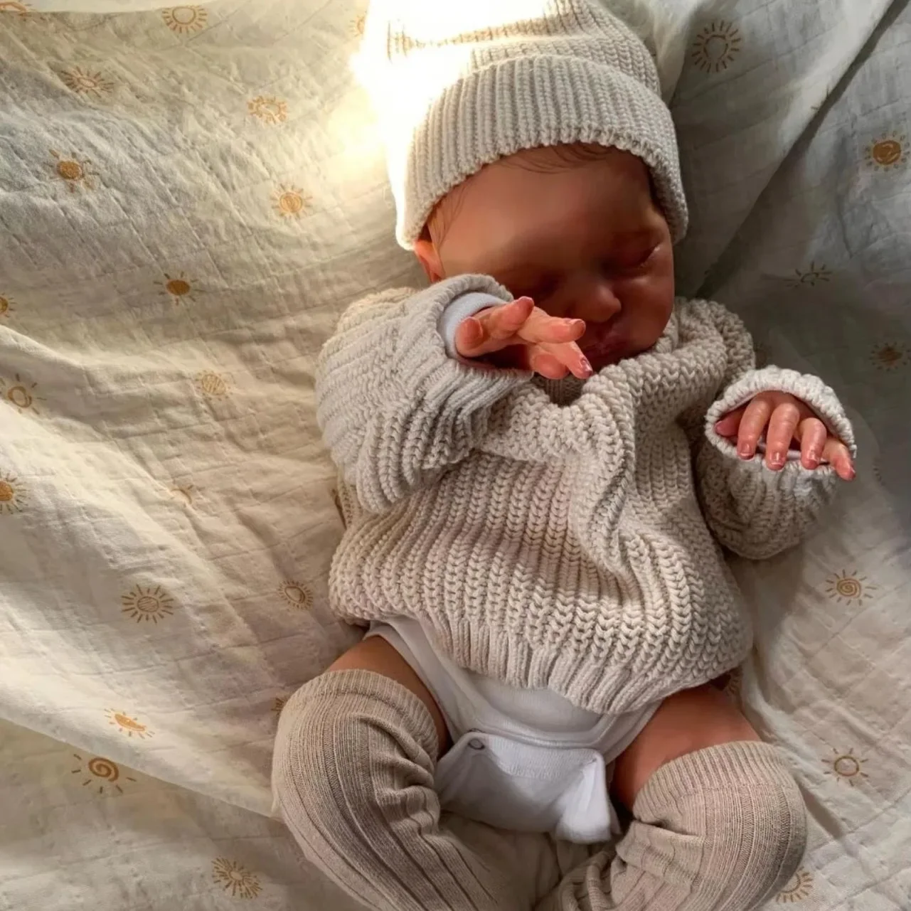 19インチ ルアラ スリーピング ソフトコットン ボディ リアルなリボーンドール 多層塗装 3Dスキン 見える血管 手の毛根