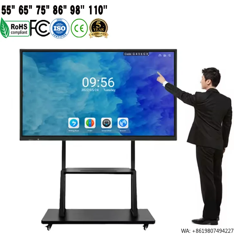 

110 Inch Good Infrared Digital Vision Camera All in One Clever Touch Teaching Interactive Whiteboard for Classroom