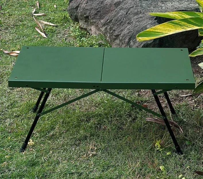 

Outdoor camping aluminum alloy U-shaped large table folding portable outdoor camping table light storage can be lifted