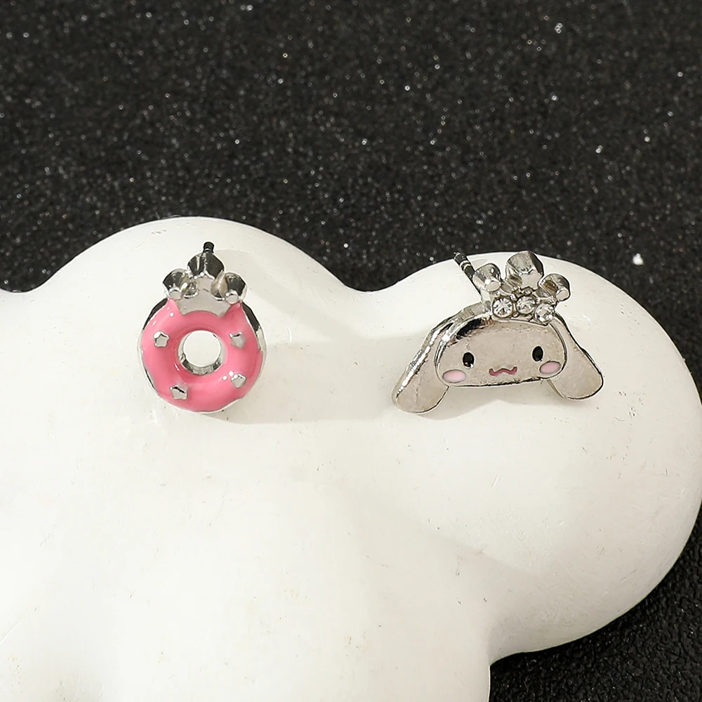 Kawaii Sanrio Cinnamoroll Earrings Cute Donut Earrings Pretty Girl Must Dress Up Suitable for Gifts for Your Favourite People