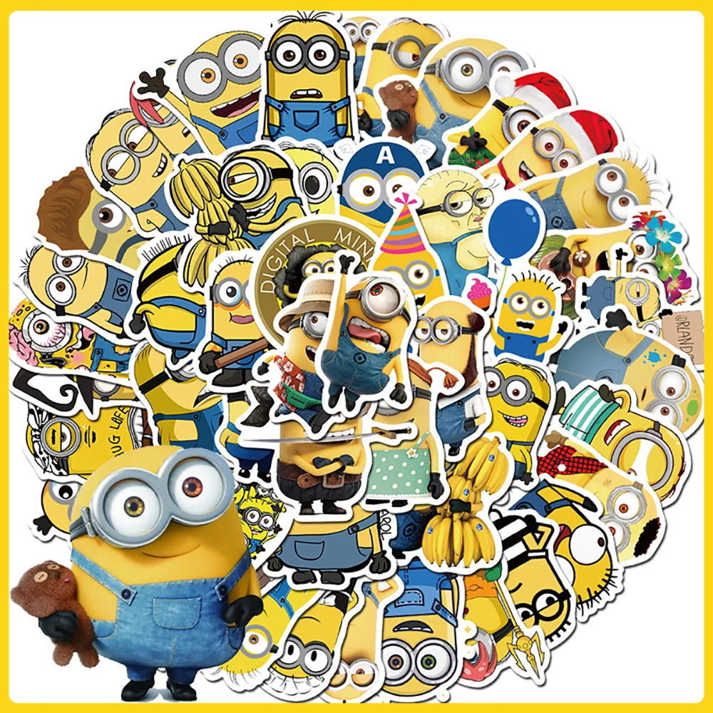 Minions Stickers Kawaii Anime Kevin Bob Stuart Cute Cartoon Decals Laptop Skateboard Luggage Diy Paster Birthday Gift For Friend