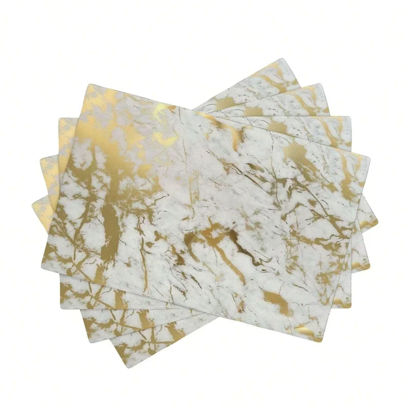 4pcs Marble Table Placemats Washable Marble Style Table Mats Wipe-Clean And Easy To Clean Suitable For Home Kitchen Decor