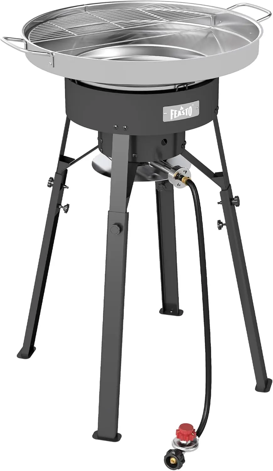 Juego de Comal Cóncavo de Acero Inoxidable de 23 Pulgadas, Cocina con Quemador para Paella de 54,000 BTU y Soporte Ajustable