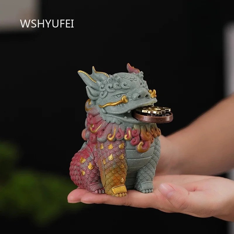Pixiu Desktop Ornament Sandstone Chinese Style Entryway Decor Wealth Attracting Decorations Gift Giving Handicrafts Accessories