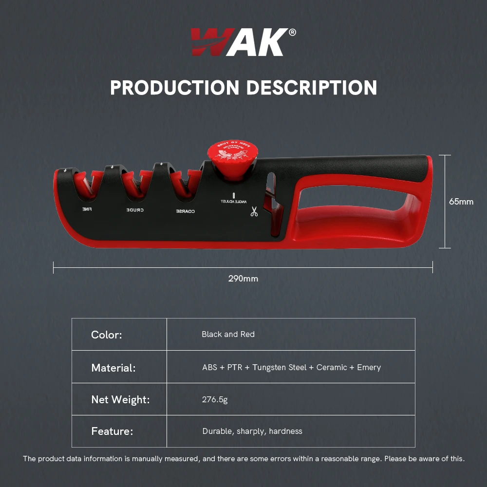 WAK Knife Sharpener 5 in 1 Adjustable Angle Black Red Kitchen Grinding Machine Professional Knife Scissors Sharpening Tools