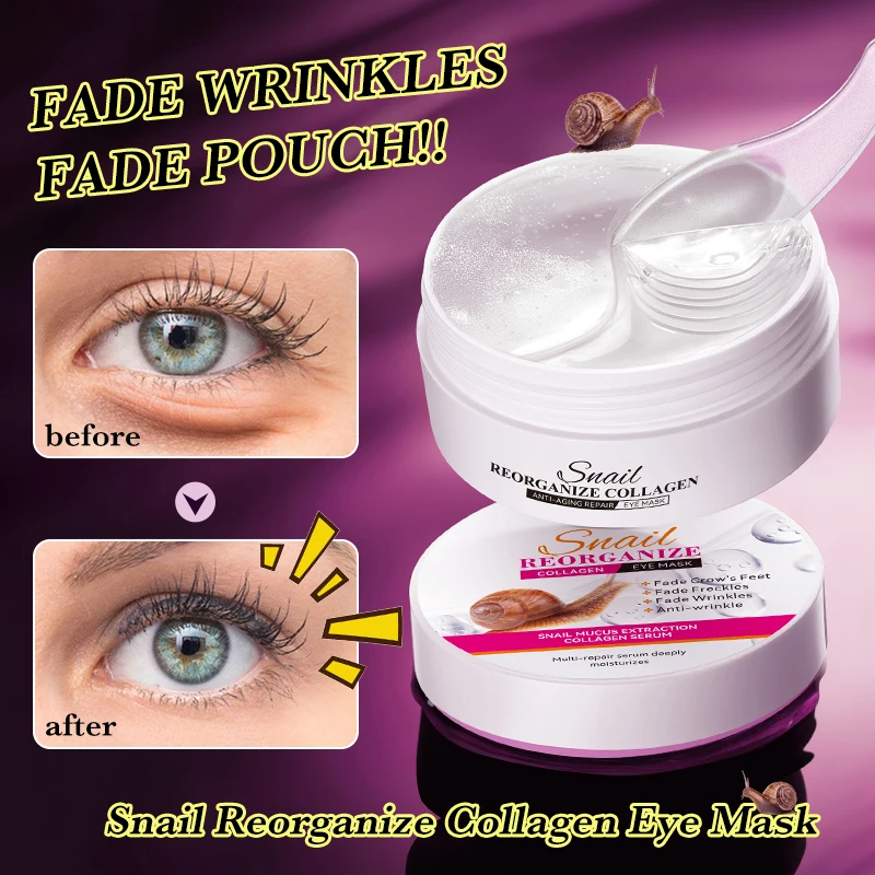 80 جرام SADOER الحلزون الكولاجين قناع عين مكافحة الهالات السوداء عيون أكياس الحليب المغذي ترطيب قناع عين ترطيب الجلد الحساس