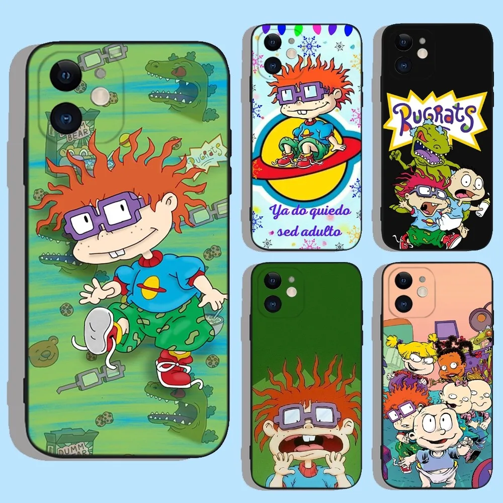 

R-Rugrats Cute Cartoon Funny Phone Case For Apple iPhone 15,14,13,12,11,XS,XR,X,8,7,Pro,Max,Plus,mini Silicone Black Cover