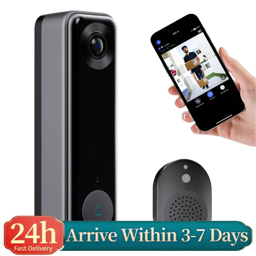 

Беспроводной Wi-Fi видеодомофон с двусторонней аудиосвязью, обнаружением человека, ночным видением, облачным хранилищем и звонком для дома