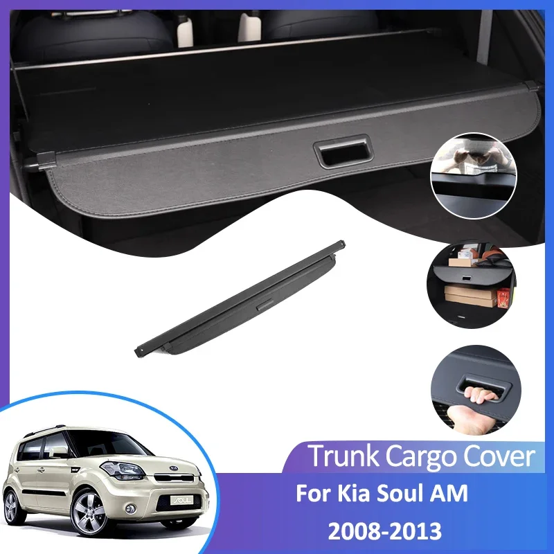 For Kia Soul AM 2008 2009 2010 2011 2012 2013 Rear Trunk Cargo Cover Retractable Luggage Curtain Auto Accessories Shield Shade