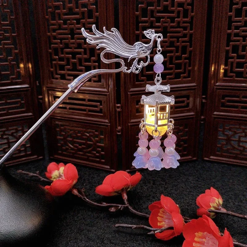 العتيقة الفضة فينيكس دبوس الشعر الساطع جناح دبوس الشعر الجديد الصينية قصر شرابة هزاز دبوس الشعر الراقية دبوس الشعر