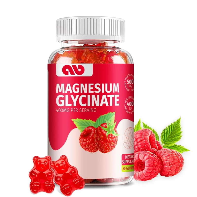 Glycine magnesium gummies - Sugar free magnesium supplements - Adult chewable magnesium gummies -60 gummies