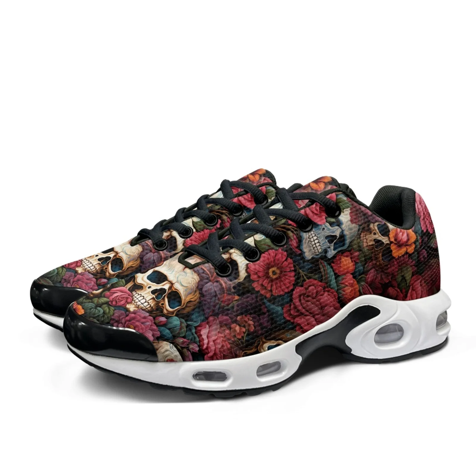 PENSTROLL Floral Skull Print Comfort Air Cushion Tennis Sneakers Tennis Shoes for Men Walking Jogging - view 3