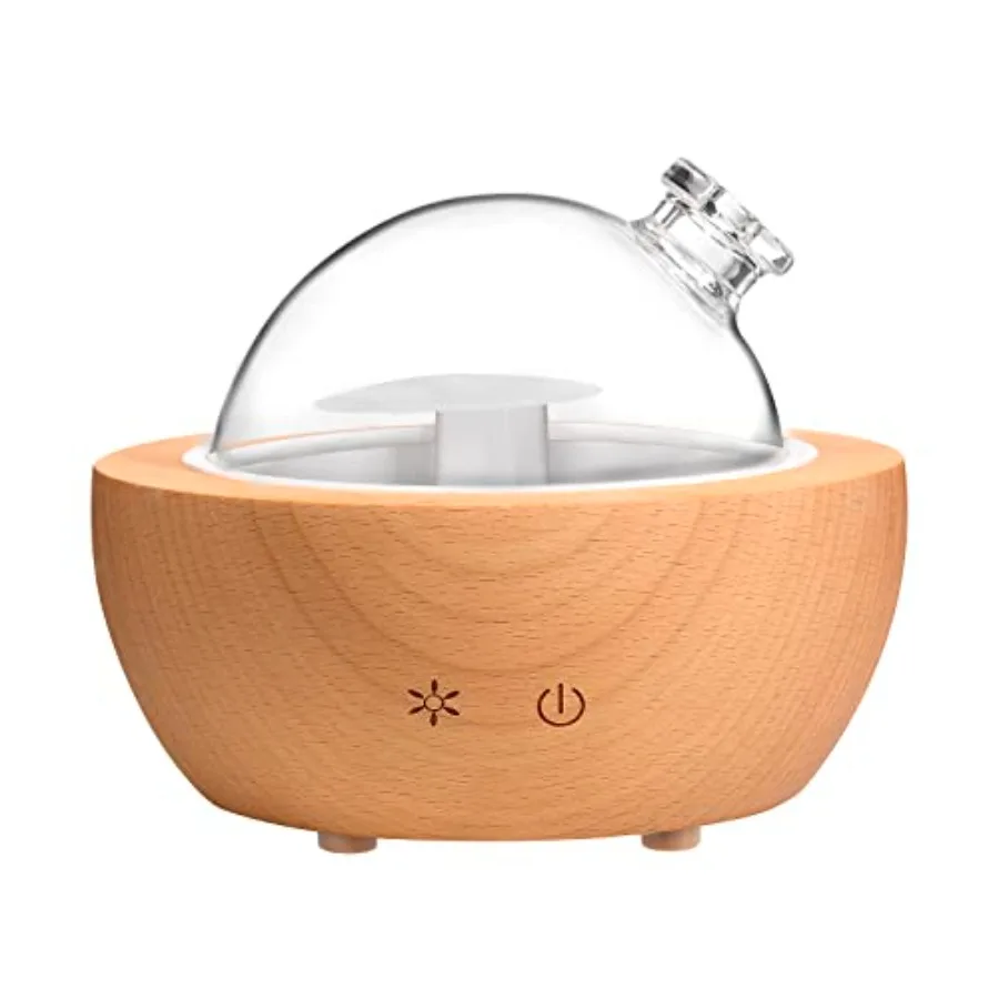 

Glass Aromatherapy Essential Oil Diffuser, 200ml Natural Wood Base, Desktop Ultrasonic Aroma Diffuse Essential Oil Humidifier,
