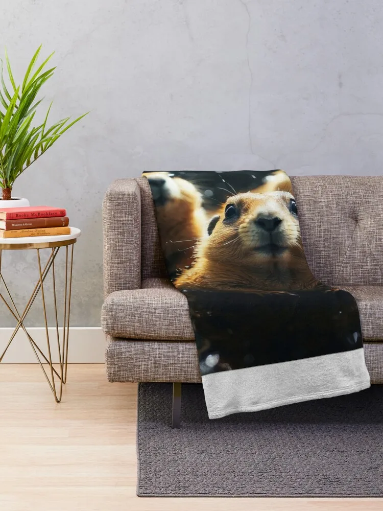 Prairie Dogs in Rainy day Throw Blanket Bed linens Hair Large Blankets