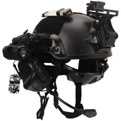 Military Helmet Set, Wiht Tactical Headset & Goggles and NVG Mount Tactical Gear Combination, for Airsoft Protective Paintball