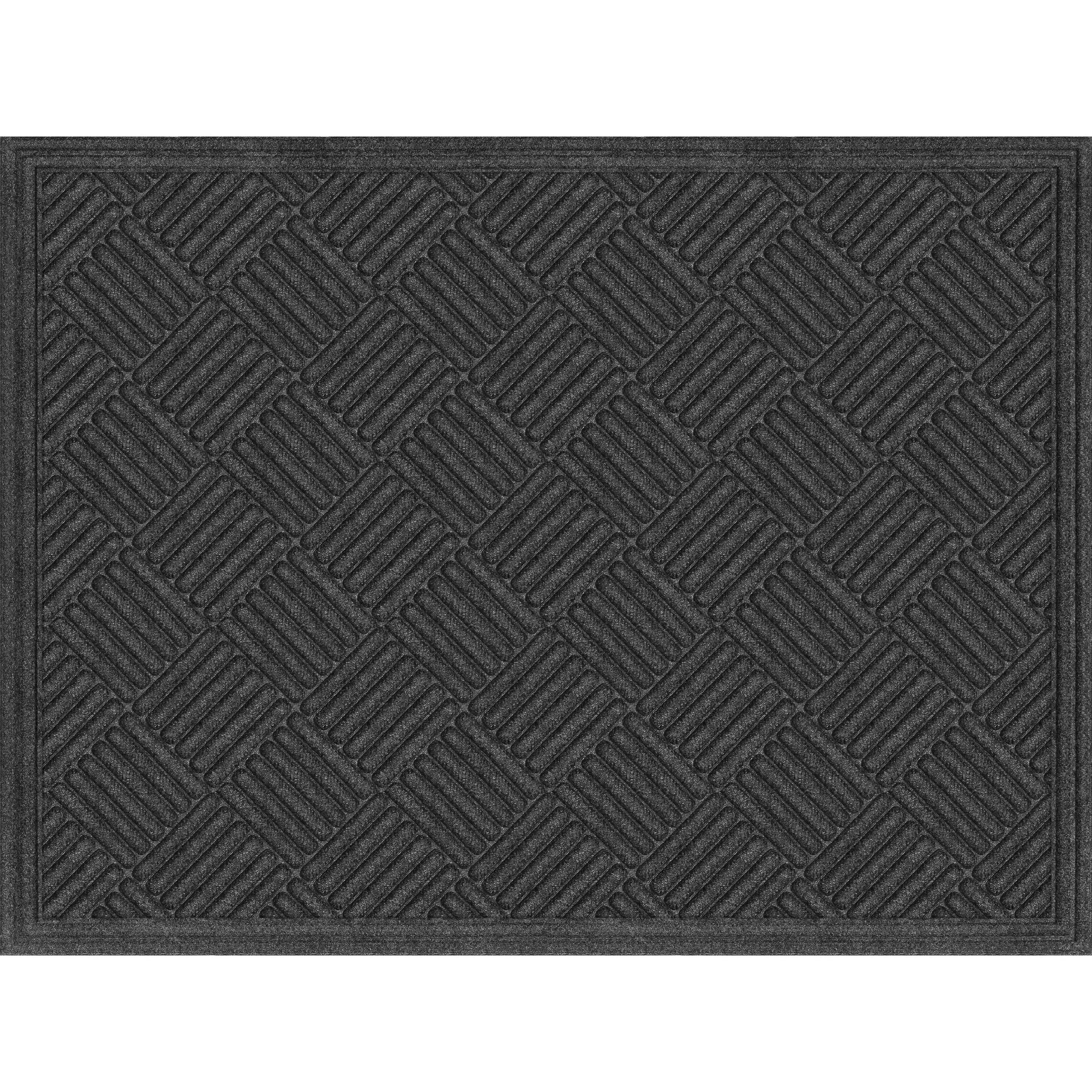 

Textures Crosshatch Polyester and Rubber Backed Doormat,3' X 4', Onyx